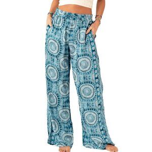 Palmetto Point Wide Leg Drawstring Pants - Lotus and Luna Small